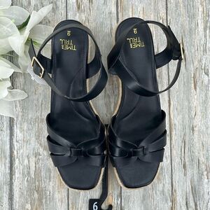 Women's Black Espadrille Wedge Sandals Shoes Size 9